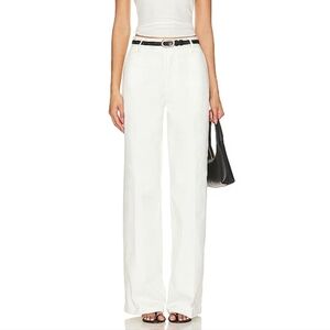 NWT Good American Good Skate Wide Leg Baggy Twill Trouser in Cloud White Size 10